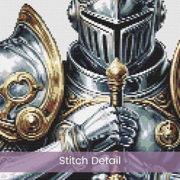 Medieval Knight Cross Stitch Pattern, Fantasy Warrior Embroidery Pattern, Chivalry Stitch Design Gift, Knight in Armor Historical Embroidery