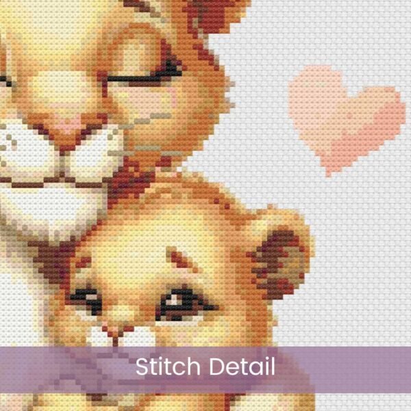 Mom and Baby Lion Cross Stitch Pattern, Safari Animal Nursery Embroidery Art Decor, Digital Pattern Wildlife Stitch Design, Baby Shower Gift