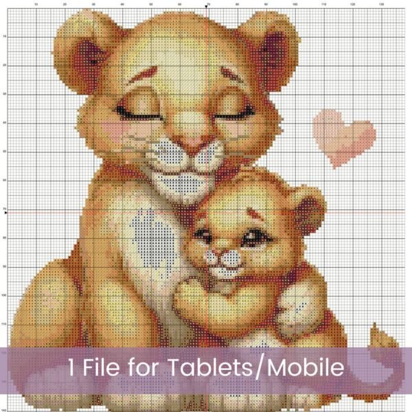 Mom and Baby Lion Cross Stitch Pattern, Safari Animal Nursery Embroidery Art Decor, Digital Pattern Wildlife Stitch Design, Baby Shower Gift