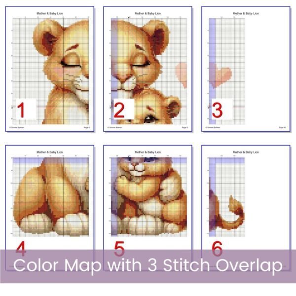 Mom and Baby Lion Cross Stitch Pattern, Safari Animal Nursery Embroidery Art Decor, Digital Pattern Wildlife Stitch Design, Baby Shower Gift