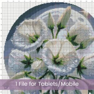 Moonflower Cross Stitch Pattern, Celestial Embroidery, Moon and Flowers Pattern, Floral Cross Stitch, Night Sky Stitching, Lunar Home Decor