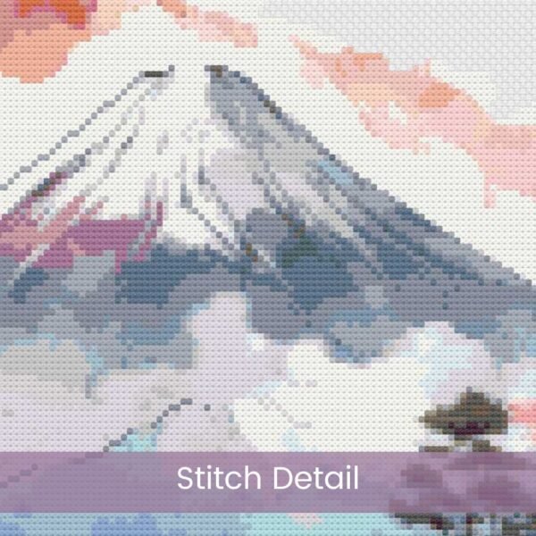 Mount Fuji Japan Cross Stitch Pattern, Japan Embroidery, Watercolor Stitch Pattern, Japanese Landscape Art, Travel Cross Stitch, Asian Decor