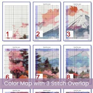 Mount Fuji Japan Cross Stitch Pattern, Japan Embroidery, Watercolor Stitch Pattern, Japanese Landscape Art, Travel Cross Stitch, Asian Decor