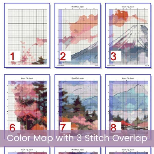 Mount Fuji Japan Cross Stitch Pattern, Japan Embroidery, Watercolor Stitch Pattern, Japanese Landscape Art, Travel Cross Stitch, Asian Decor
