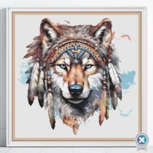 Native American Wolf Cross Stitch Pattern