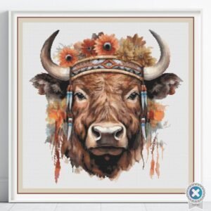Native American Bison Cross Stitch Pattern