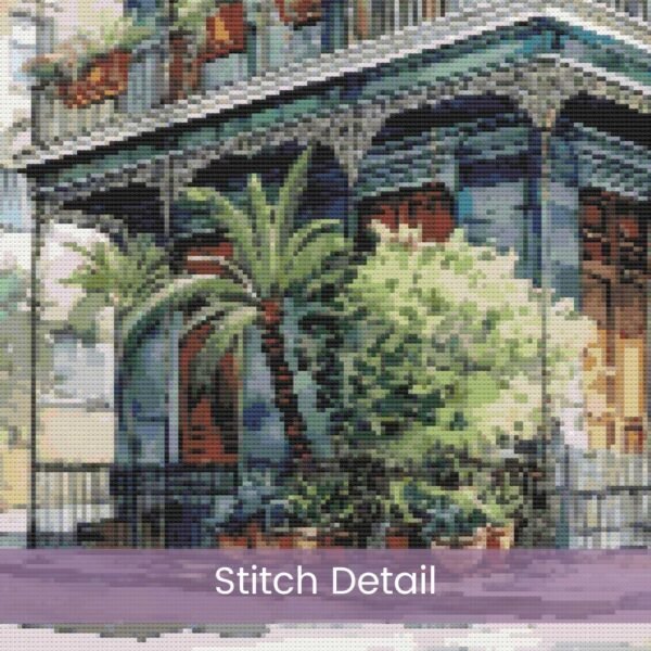 New Orleans House Cross Stitch Pattern, Historic French Quarter Architecture Embroidery, Southern Charm Decor, Vintage House Cross Stitch