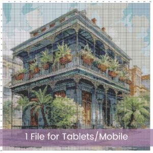 New Orleans House Cross Stitch Pattern, Historic French Quarter Architecture Embroidery, Southern Charm Decor, Vintage House Cross Stitch