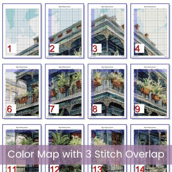 New Orleans House Cross Stitch Pattern, Historic French Quarter Architecture Embroidery, Southern Charm Decor, Vintage House Cross Stitch