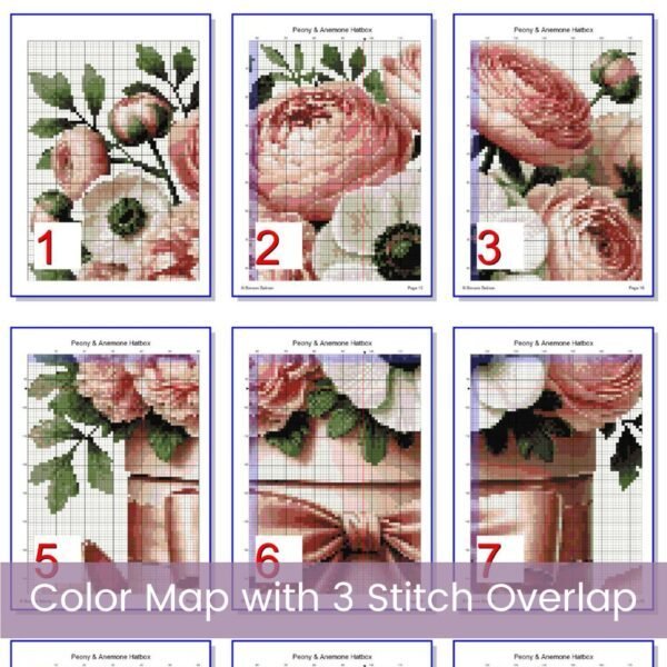 Peony Hat Box Cross Stitch Pattern Vintage Floral Pink Hat Box Embroidery Pattern, Shabby Chic Handmade Feminine Bouquet Home Decor Gift