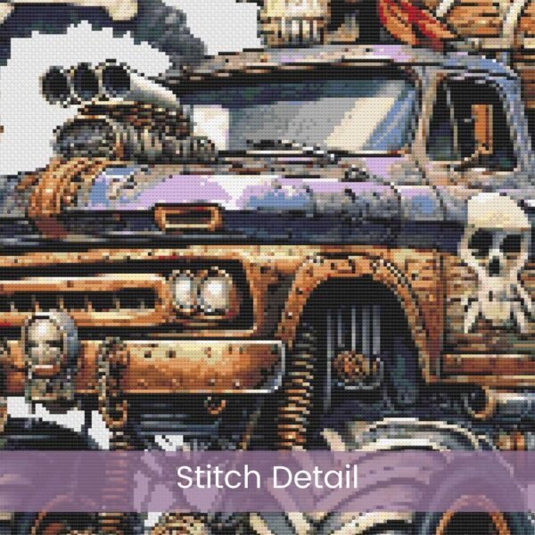 Pirate Monster Truck Cross Stitch Pattern, Pirate-Themed Embroidery Nursery Decor, Boy's Room Decor, DIY Kids Decor, Handmade Truck Art Gift