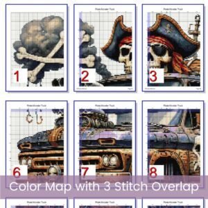 Pirate Monster Truck Cross Stitch Pattern, Pirate-Themed Embroidery Nursery Decor, Boy's Room Decor, DIY Kids Decor, Handmade Truck Art Gift