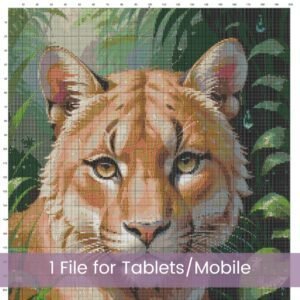 Puma Cross Stitch Pattern, Realistic Big Cat Wildlife Animal Embroidery, Handmade Jungle Decor Art, DIY Jungle decor, Nature Stitch Pattern