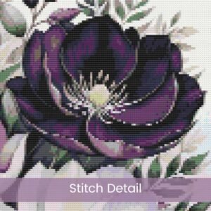 Purple Flowers Cross Stitch Pattern, Floral Botanical Full Coverage Embroidery Art, Handmade Nature-Inspired Decor, DIY Garden Decor Pattern