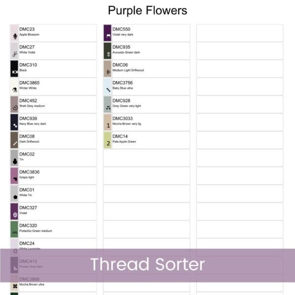 Purple Flowers Cross Stitch Pattern, Floral Botanical Full Coverage Embroidery Art, Handmade Nature-Inspired Decor, DIY Garden Decor Pattern
