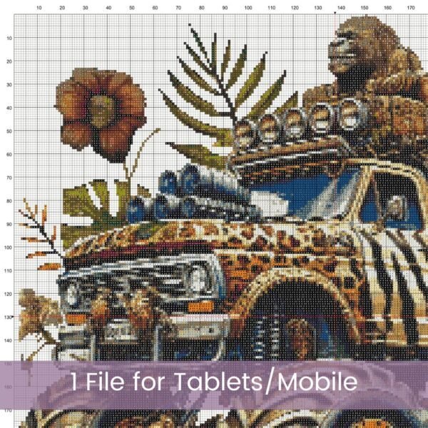 Safari Monster Truck Cross Stitch Pattern, Animal-Themed Embroidery Nursery Decor, Boy's Room Decor, DIY Kids Decor, Handmade Truck Art Gift