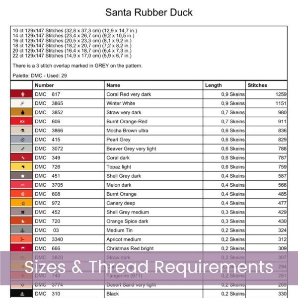 Santa Rubber Duck Cross Stitch Pattern, Cute Christmas Duck Halloween Cross Stitch Pattern, Instant Download, Pattern Keeper file included