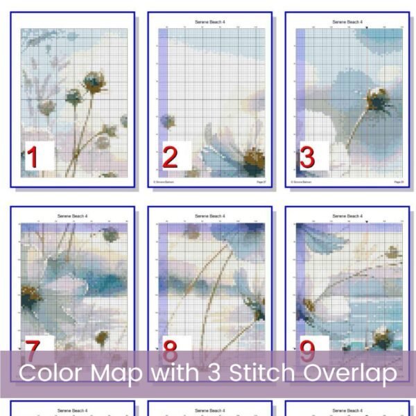 Serene Beach Cross Stitch Pattern, Wildflower Coastal Full-Coverage Design, Ocean View Pattern, Digital Beach Pattern, Beach Lover Gift Idea