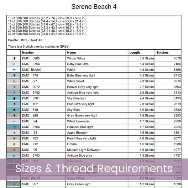 Serene Beach Cross Stitch Pattern, Wildflower Coastal Full-Coverage Design, Ocean View Pattern, Digital Beach Pattern, Beach Lover Gift Idea
