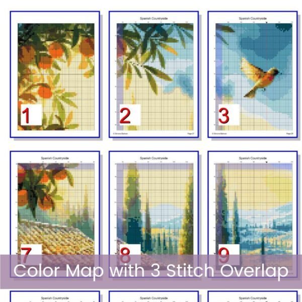 Spain in Summer Cross Stitch Pattern, Spanish Countryside Digital Cross Stitch Pattern Download, Full Coverage, Pattern Keeper file included