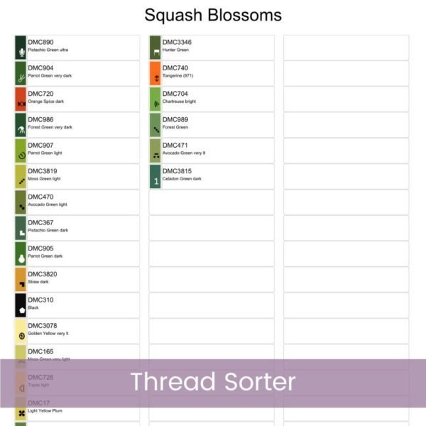 Squash Flower Cross Stitch Pattern, Beautiful Floral Embroidery, Zucchini Pattern, PDF Instant Digital Download, All File Formats Included