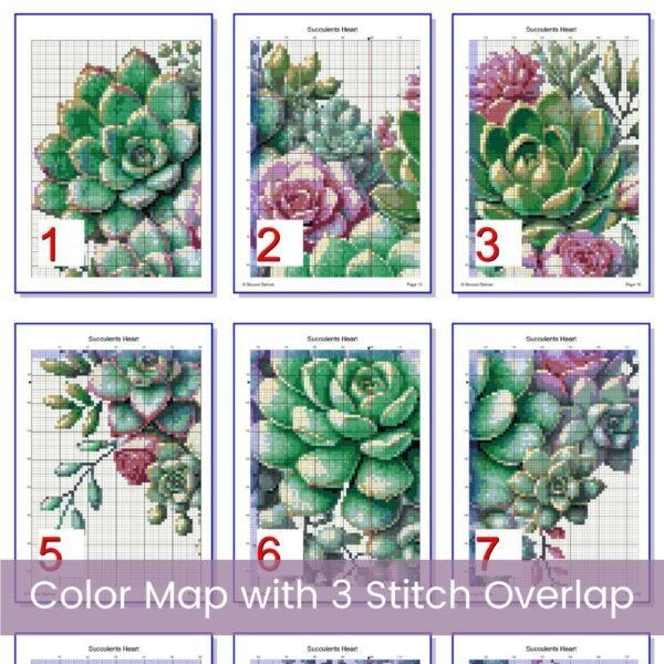 Succulents Heart Counted Cross Stitch PDF Pattern, Succulent Heart Cross Stitch Pattern, Cactus Nature PDF Pattern, Instant Download