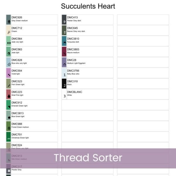 Succulents Heart Counted Cross Stitch PDF Pattern, Succulent Heart Cross Stitch Pattern, Cactus Nature PDF Pattern, Instant Download