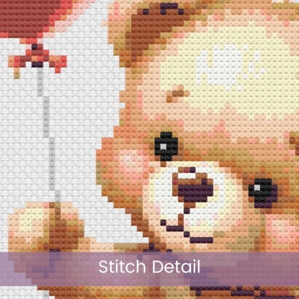 Teddy Bear with Heart Balloon Cross Stitch Pattern, Nursery Decor Art, Handmade Gift Idea, Love Themed Pattern, Kids Room Cross Stitch Chart