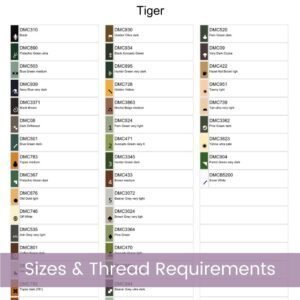 Tiger Cross Stitch Pattern, Big Cat Wildlife Animal Cross Stitch, Jungle Decor, Safari Embroidery, DIY Tiger Design, Handmade Tiger Art Gift