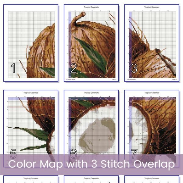 Tropical Coconuts Cross Stitch Pattern, Coconut Fruit Digital Cross Stitch Pattern Download, Summer Decor, Island Style Digital Download