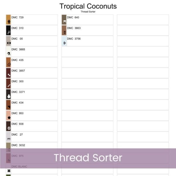 Tropical Coconuts Cross Stitch Pattern, Coconut Fruit Digital Cross Stitch Pattern Download, Summer Decor, Island Style Digital Download