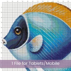 Tropical Fish Cross Stitch Pattern, Vibrant Ocean Life Design Digital PDF Cross Stitch Pattern Instant Download, Pattern Keeper file incl