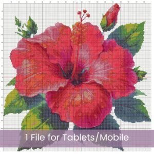 Tropical Hibiscus Cross Stitch Pattern, Hibiscus Flower Counted Cross Stitch Pattern, Floral Decor PDF Stitch Pattern, Instant Download