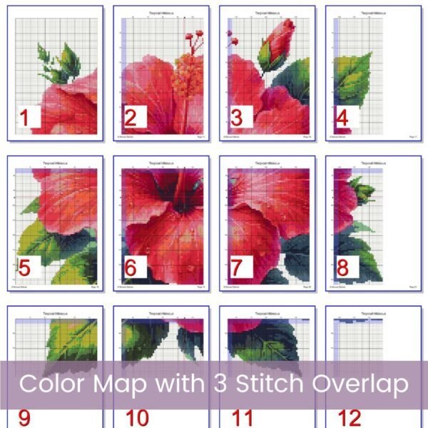 Tropical Hibiscus Cross Stitch Pattern, Hibiscus Flower Counted Cross Stitch Pattern, Floral Decor PDF Stitch Pattern, Instant Download