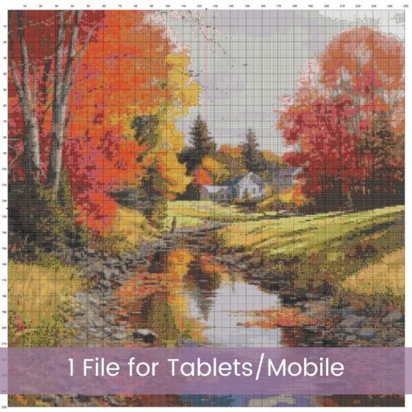 Vermont in Autumn Cross Stitch Pattern, Vermont Landscape Embroidery, New England Autumn Nature Fall Foliage Farmhouse Decor Cross Stitch