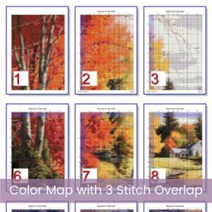 Vermont in Autumn Cross Stitch Pattern, Vermont Landscape Embroidery, New England Autumn Nature Fall Foliage Farmhouse Decor Cross Stitch