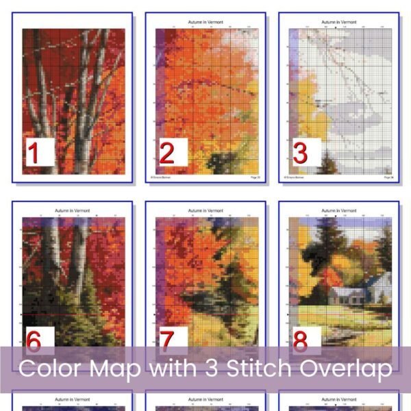 Vermont in Autumn Cross Stitch Pattern, Vermont Landscape Embroidery, New England Autumn Nature Fall Foliage Farmhouse Decor Cross Stitch