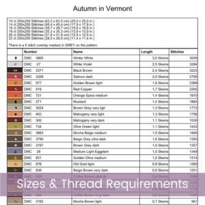 Vermont in Autumn Cross Stitch Pattern, Vermont Landscape Embroidery, New England Autumn Nature Fall Foliage Farmhouse Decor Cross Stitch