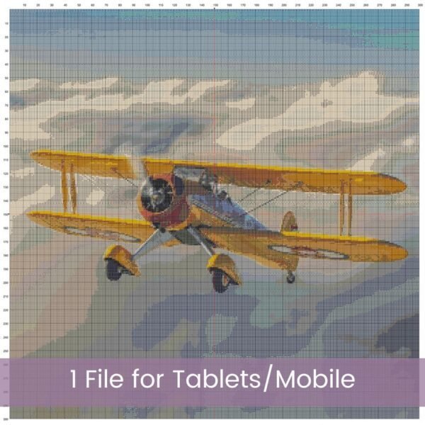 Vintage Biplane Cross Stitch Pattern, Aviation Lover’s Dream, PDF Instant Download, Full Coverage Digital Pattern, Pattern Keeper file incl
