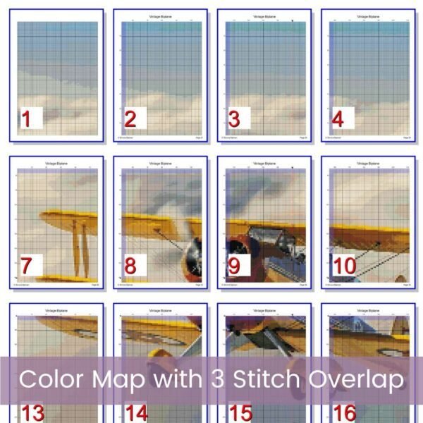 Vintage Biplane Cross Stitch Pattern, Aviation Lover’s Dream, PDF Instant Download, Full Coverage Digital Pattern, Pattern Keeper file incl