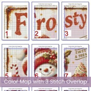 Vintage Frosty’s Cafe Sign Cross Stitch Pattern, Festive Holiday Kitchen Sign Cross Stitch PDF, PDF Instant Download, App File incl