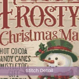 Vintage Frosty's Christmas Market Cross Stitch Pattern, Festive Holiday Kitchen Sign Cross Stitch PDF, PDF Instant Download, App File incl