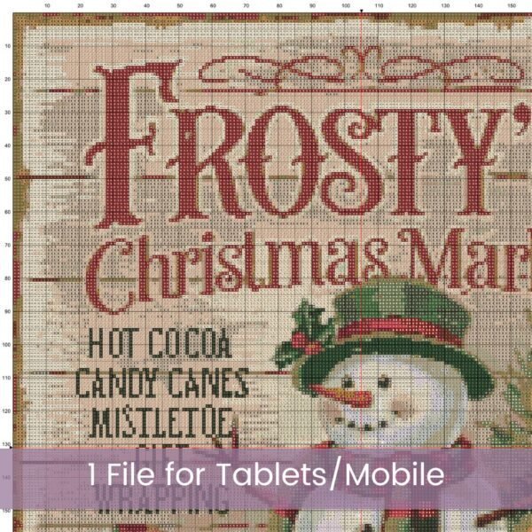 Vintage Frosty's Christmas Market Cross Stitch Pattern, Festive Holiday Kitchen Sign Cross Stitch PDF, PDF Instant Download, App File incl