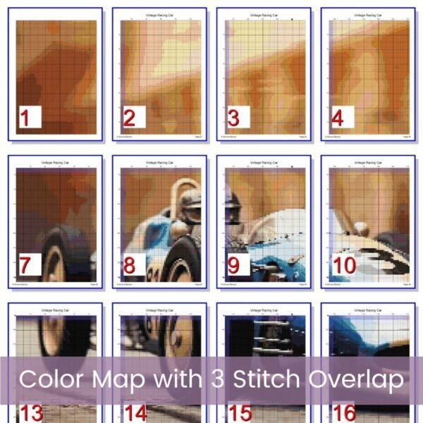 Vintage Racing Car Cross Stitch Pattern, Classic Old Race Car, PDF Instant Download, Full Coverage Digital Pattern, Pattern Keeper file incl