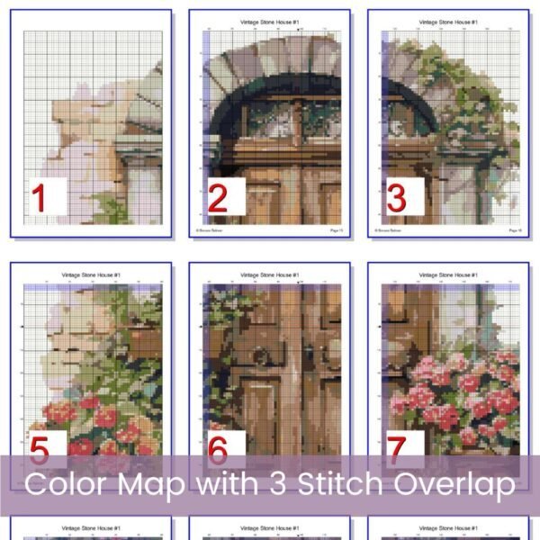 Vintage Stone House Front Door Cross Stitch Pattern, Cottage Door Embroidery, Cozy Rustic Decor, Architectural Art, Instant Download PDF