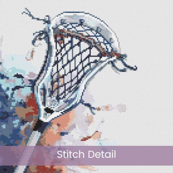 Watercolor Lacrosse Counted Cross Stitch PDF Pattern, Lacrosse Sport Cross Stitch Pattern, Lacrosse Stick PDF Pattern, Instant Download