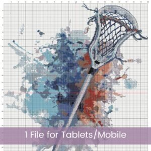 Watercolor Lacrosse Counted Cross Stitch PDF Pattern, Lacrosse Sport Cross Stitch Pattern, Lacrosse Stick PDF Pattern, Instant Download