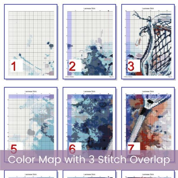Watercolor Lacrosse Counted Cross Stitch PDF Pattern, Lacrosse Sport Cross Stitch Pattern, Lacrosse Stick PDF Pattern, Instant Download
