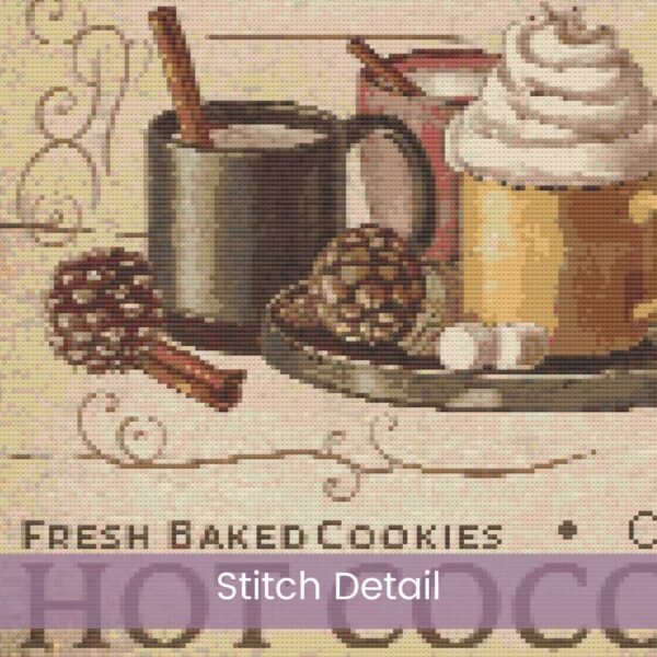 Vintage Hot Cocoa Bar Christmas Cross Stitch Pattern | Festive Holiday Kitchen Sign Cross Stitch PDF | PDF Instant Download | App File incl