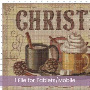 Vintage Hot Cocoa Bar Christmas Cross Stitch Pattern | Festive Holiday Kitchen Sign Cross Stitch PDF | PDF Instant Download | App File incl